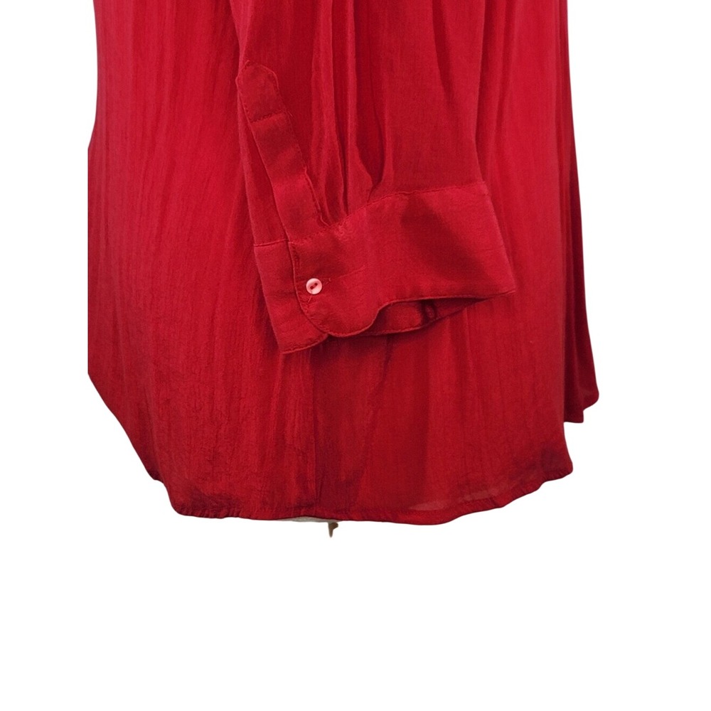 Alfani Red Pleated Button-Front Blouse - Picture 6 of 11